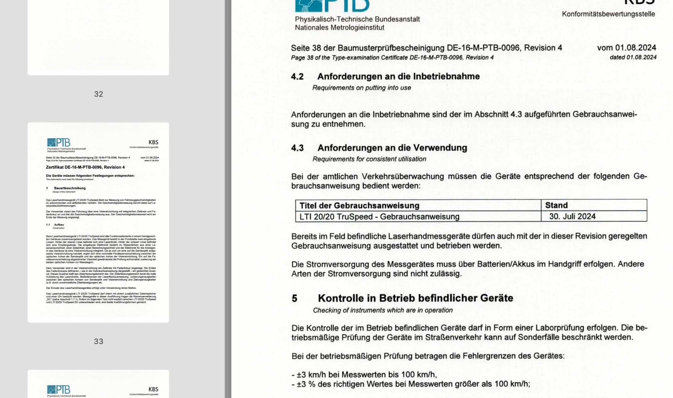 iQvmt - Auszug Baumusterprüfbescheinigung LTI 20/20 TruSpeed Revision 4