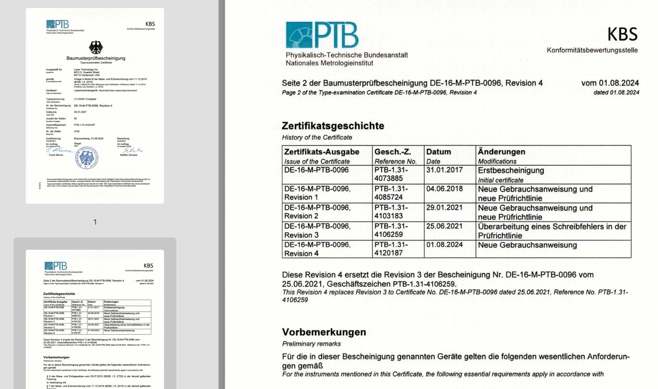 iQvmt - Auszug Baumusterprüfbescheinigung LTI 20/20 TruSpeed Revision 4