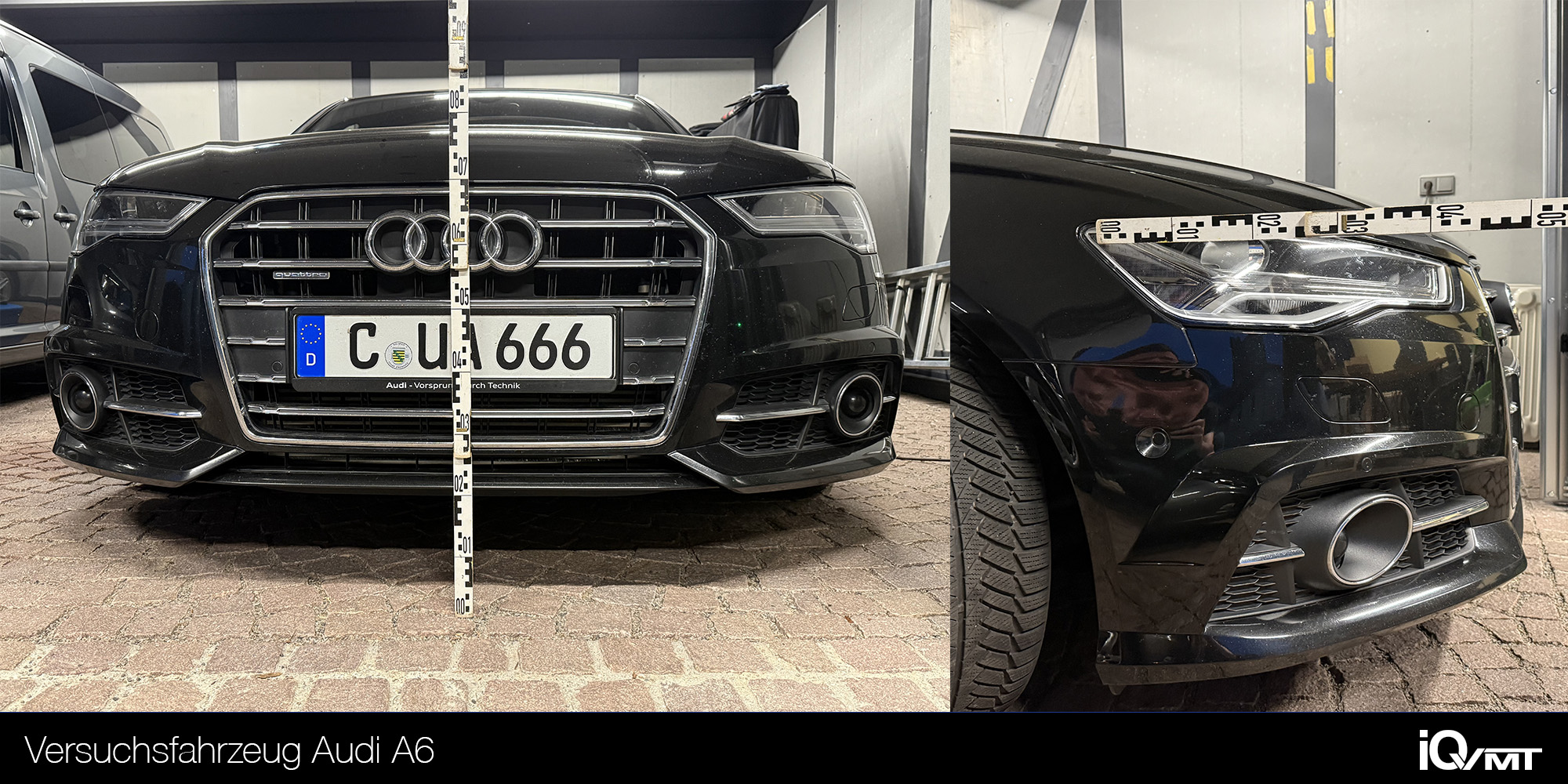 iQvmt - Versuchsfahrzeug Audi A6 für die Prüfversuche des Messgerätes LTI 20/20 TruSpeed